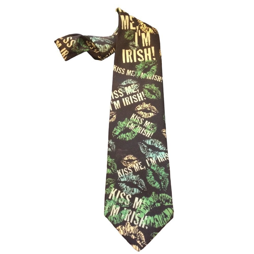 Vintage Ralph Marlin Necktie Kiss Me Im Irish Mens Tie St Patrick Day
